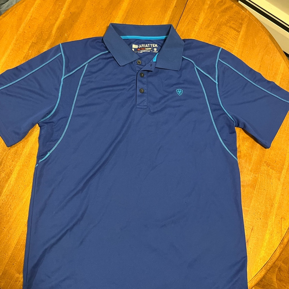 Ariat Men's Navy Polo with Light Blue Accents